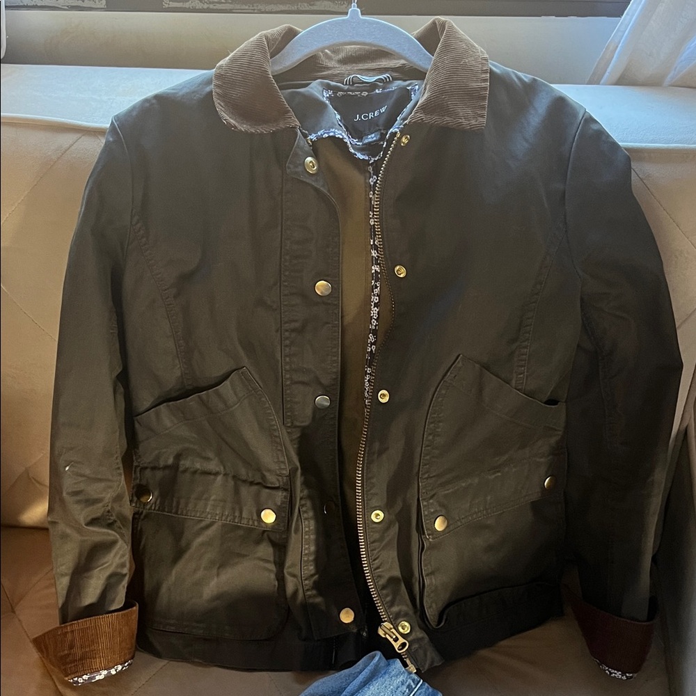 Green barn Jacket with corduroy collar and cuffs JCrew